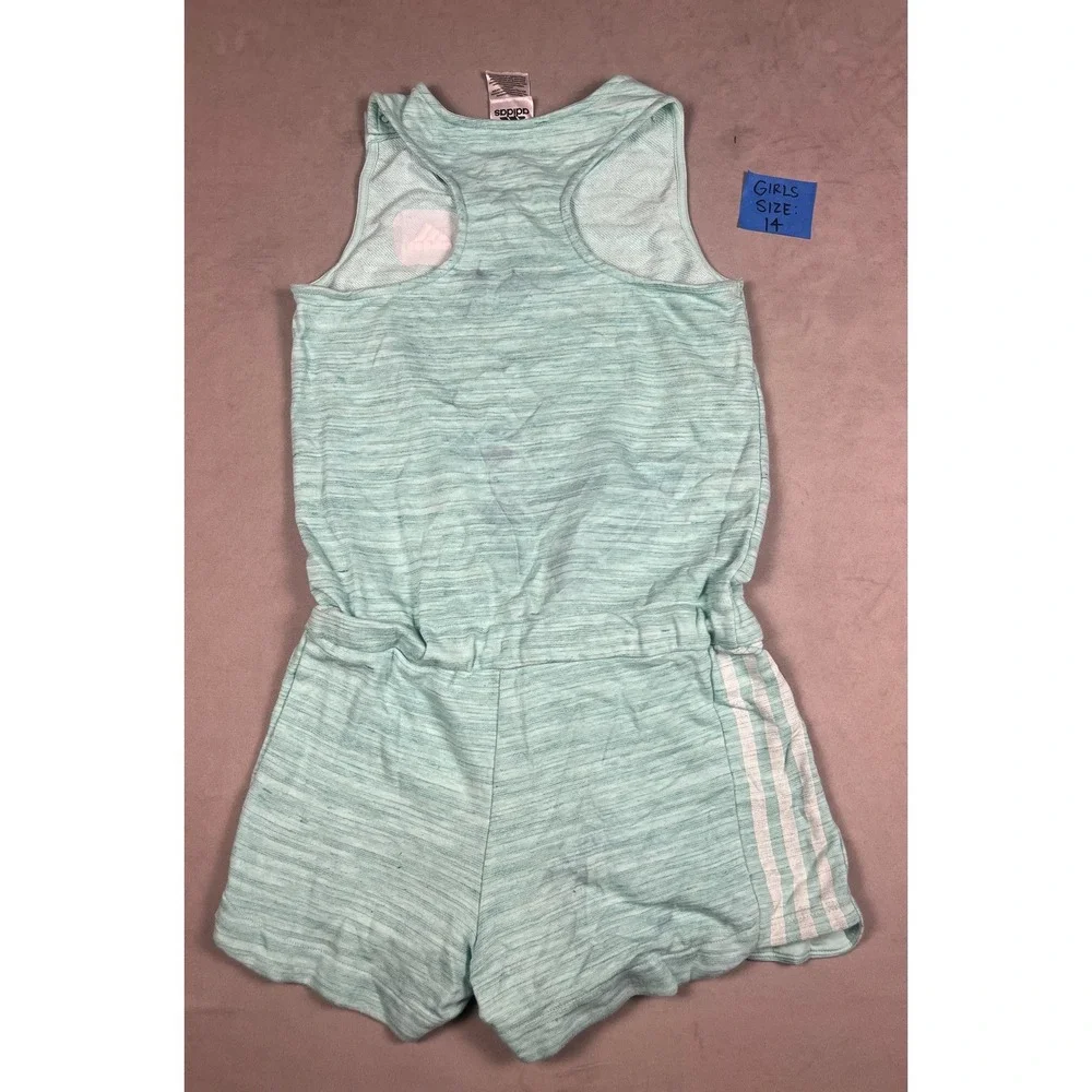 Adidas Girls Mint Green Space Dye Sleeveless Romper Size 14 Large Athletic‎